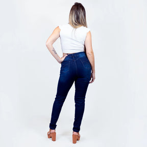 Calça Jeans Feminina Skinny casual escura