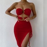 Vestido Sofisticação Natural Vermelho