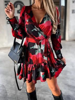 Vestido Vermelho Profundo Elegante